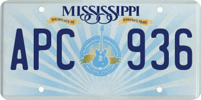MS license plate APC936