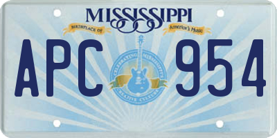 MS license plate APC954