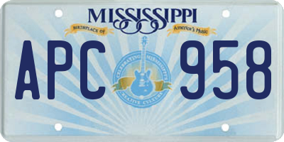 MS license plate APC958