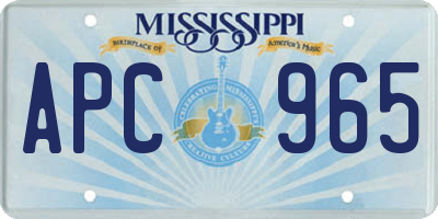 MS license plate APC965