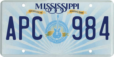 MS license plate APC984