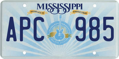 MS license plate APC985