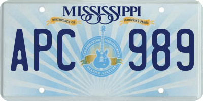 MS license plate APC989