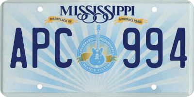 MS license plate APC994