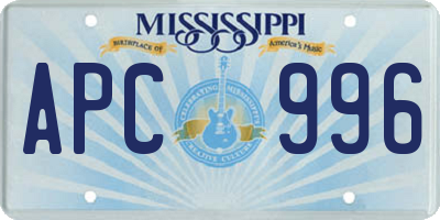 MS license plate APC996