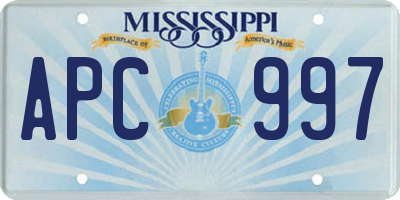 MS license plate APC997