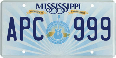 MS license plate APC999