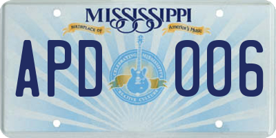 MS license plate APD006