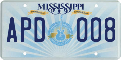 MS license plate APD008