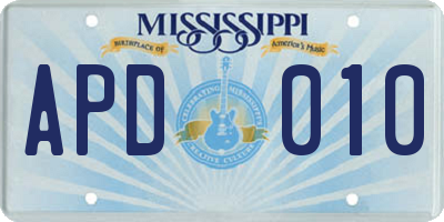 MS license plate APD010