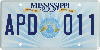 MS license plate APD011