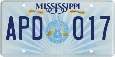 MS license plate APD017