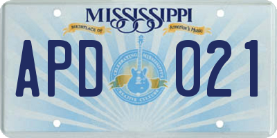 MS license plate APD021