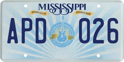 MS license plate APD026