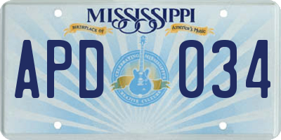 MS license plate APD034