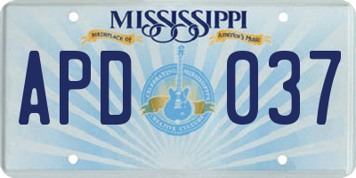 MS license plate APD037