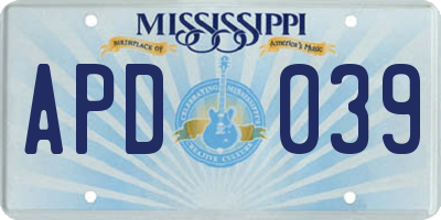 MS license plate APD039