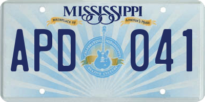 MS license plate APD041