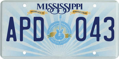 MS license plate APD043
