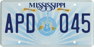 MS license plate APD045