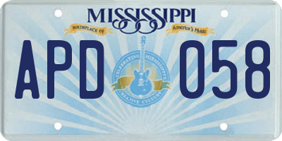 MS license plate APD058