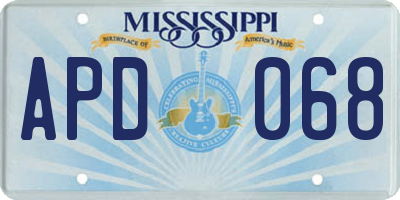 MS license plate APD068