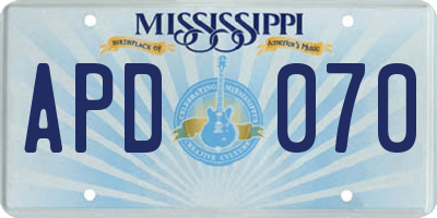MS license plate APD070