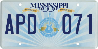 MS license plate APD071