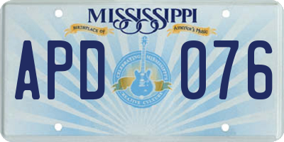 MS license plate APD076