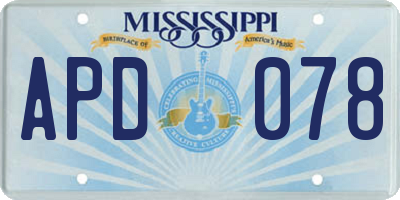 MS license plate APD078