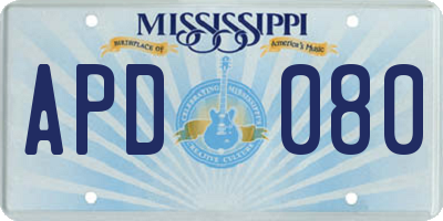 MS license plate APD080