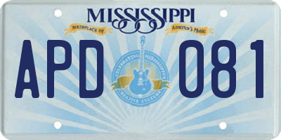 MS license plate APD081