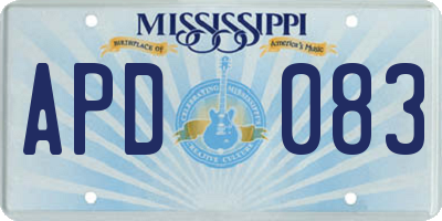 MS license plate APD083