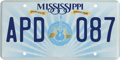 MS license plate APD087