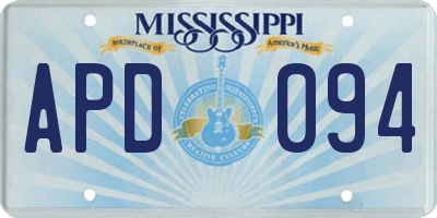 MS license plate APD094