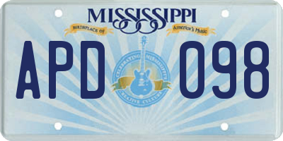 MS license plate APD098