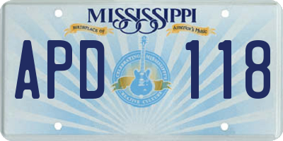 MS license plate APD118