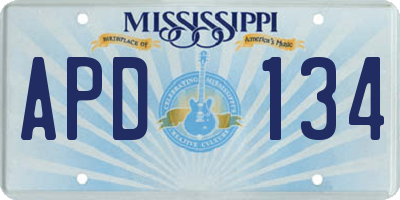 MS license plate APD134