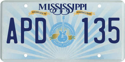 MS license plate APD135