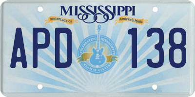 MS license plate APD138