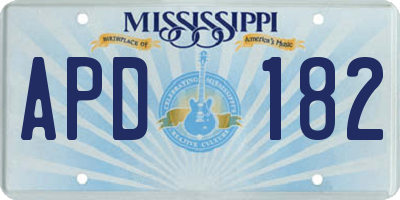 MS license plate APD182