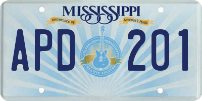 MS license plate APD201