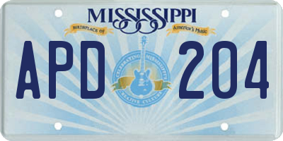 MS license plate APD204