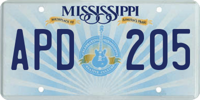 MS license plate APD205