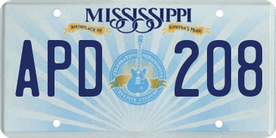 MS license plate APD208