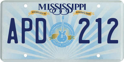MS license plate APD212