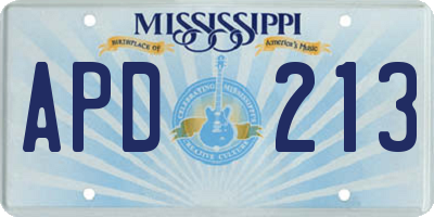 MS license plate APD213