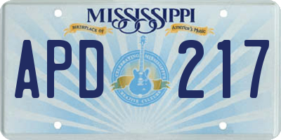 MS license plate APD217