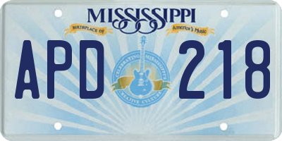 MS license plate APD218