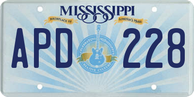 MS license plate APD228